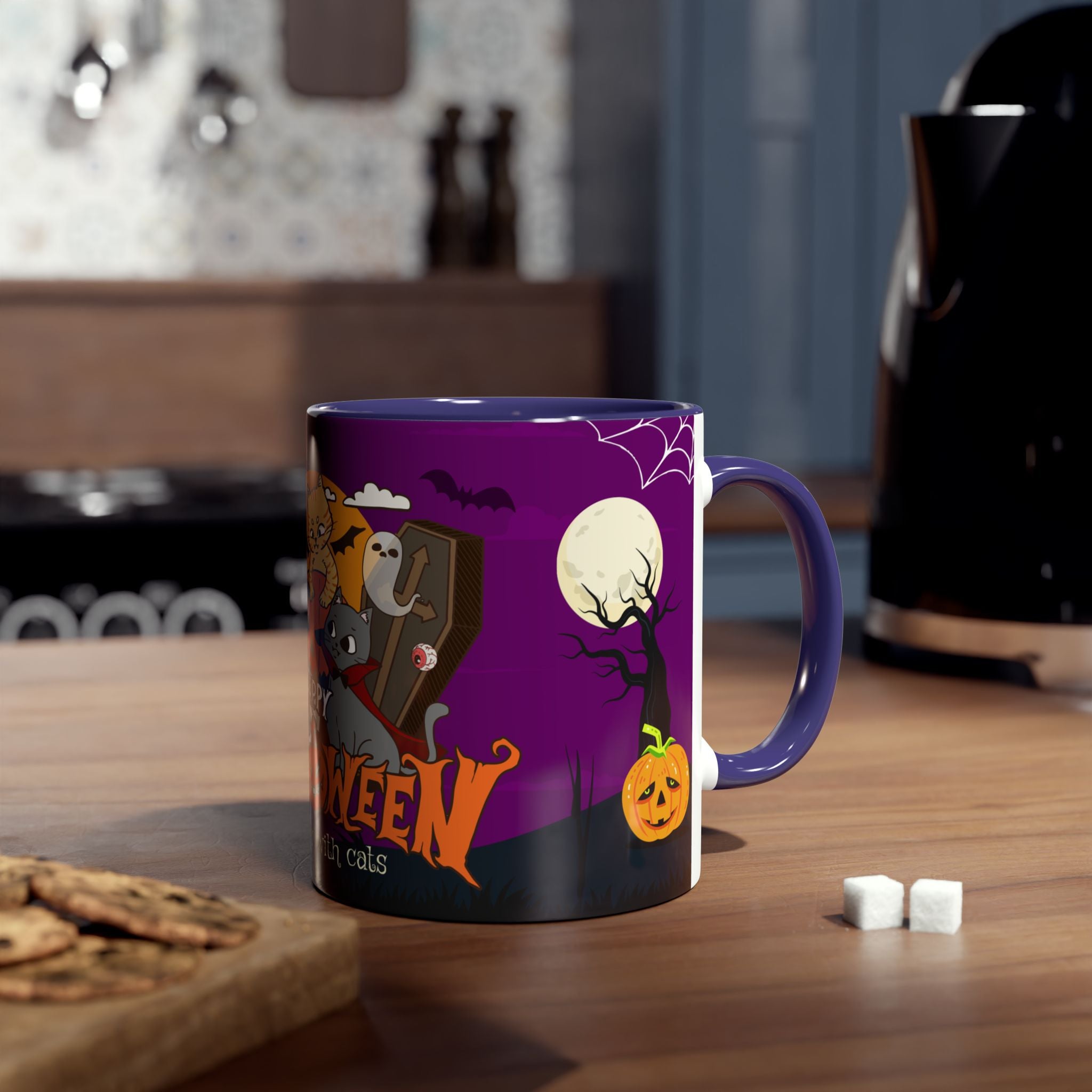 Happy Halloween is Better with Cats | Two-Tone Coffee Mugs